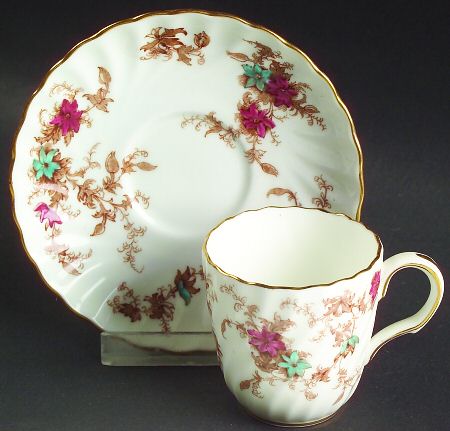 Ancestral (GLOBE BACKSTAMP) Flat Demitasse Cup & Saucer Set