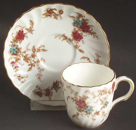Ancestral (GLOBE BACKSTAMP) Flat Demitasse Cup & Saucer Set