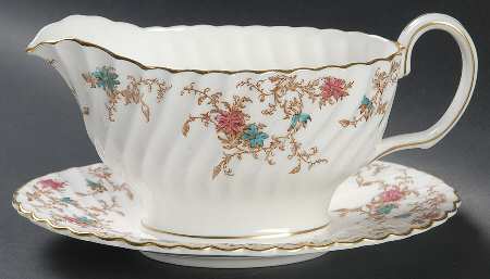 Ancestral (GLOBE BACKSTAMP) Gravy Boat with Attached Underplate