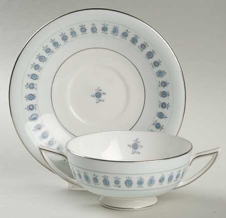 Ancient Lights Footed Cream Soup Bowl & Saucer Set