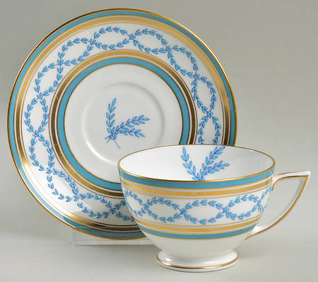Antoinette Aqua Footed Cup & Saucer Set