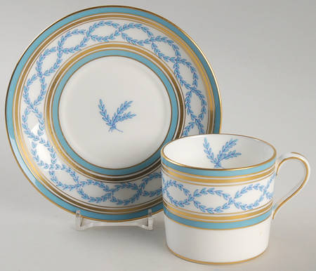 Antoinette Aqua Flat Demitasse Cup & Saucer Set