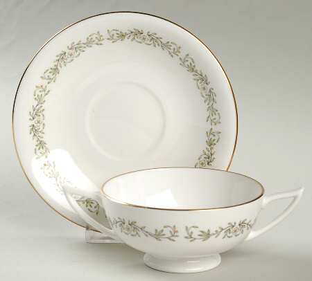 April Footed Cream Soup Bowl & Saucer Set