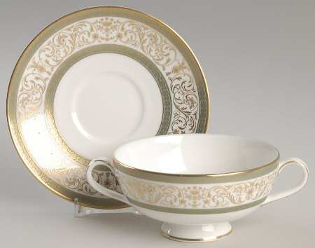 Aragon Footed Cream Soup Bowl & Cup Saucer Set