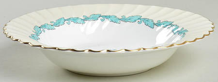 Ardmore Ivory and Turquoise Rim Soup Bowl
