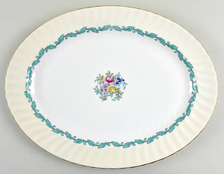 Ardmore Ivory and Turquoise 16" Oval Serving Platter