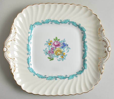 Ardmore Ivory and Turquoise Square Handled Cake Plate