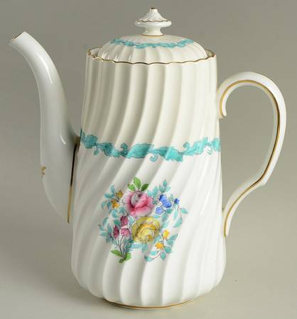 Ardmore Ivory and Turquoise Coffee Pot & Lid