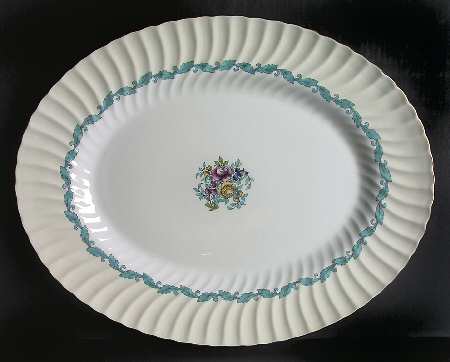 Ardmore Ivory and Turquoise 17" Oval Serving Platter
