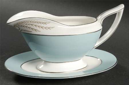 Ardsley Turquoise Gravy Boat with Attached Underplate