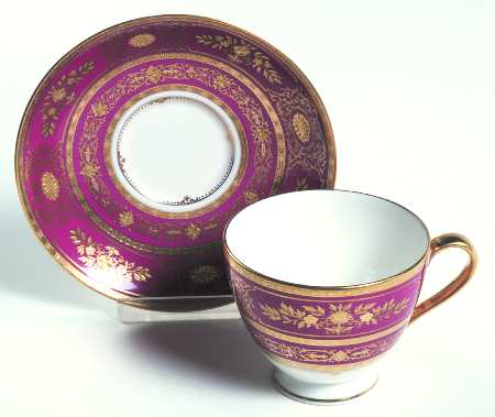 Argyle Crimson Footed Cup & Saucer Set