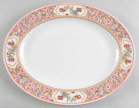 Asian Flowers 13" Oval Serving Platter