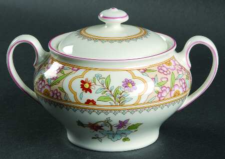 Asian Flowers Sugar Bowl & Lid