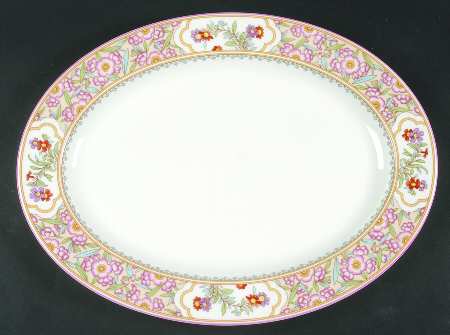 Asian Flowers 16" Oval Serving Platter