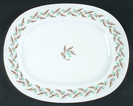 Ashton (Gold Trim) 17" Oval Serving Platter