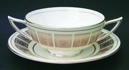 Athena Ivory Footed Cream Soup Bowl & Saucer Set