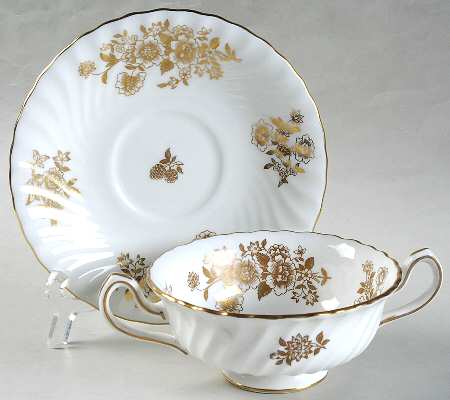 Audley Footed Cream Soup Bowl & Saucer Set