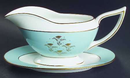 Aurora Turquoise Gravy Boat with Attached Underplate