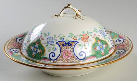 B157 (Gold Trim) Muffin Dish & Lid