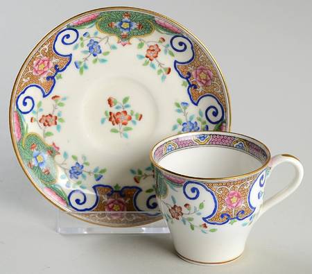B157 (Gold Trim) Flat Demitasse Cup & Saucer Set