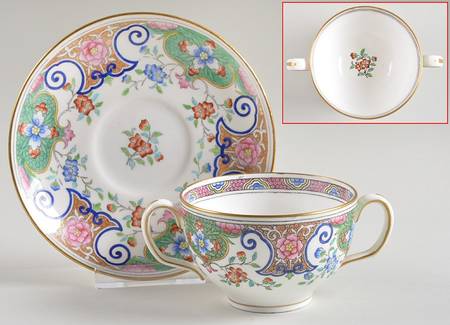 B157 (Gold Trim) Footed Bouillon Cup & Saucer