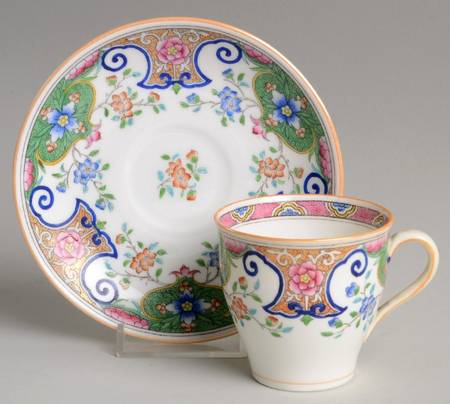 B157 (Gold Trim) Flat Demitasse Cup & Saucer Set