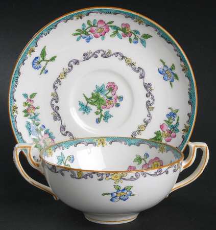 B937 Footed Cream Soup Bowl & Saucer Set