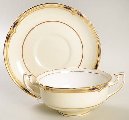 Baccleuch Footed Cream Soup Bowl & Saucer Set