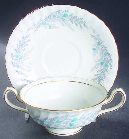Belbrachen Footed Cream Soup Bowl & Saucer Set