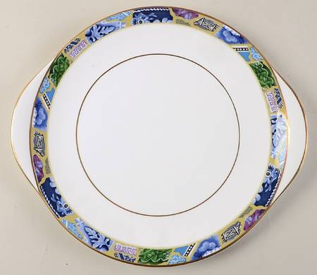 Blue Mosaic Handled Cake Plate