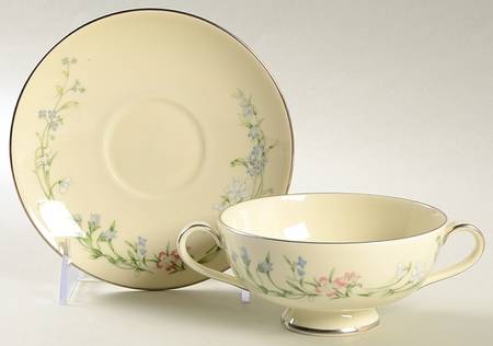 Brookwood Footed Cream Soup Bowl & Saucer Set