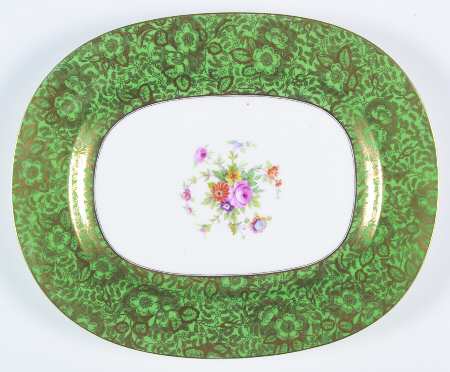Brocade Green 13" Oval Serving Platter