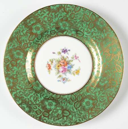 Brocade Green Luncheon Plate