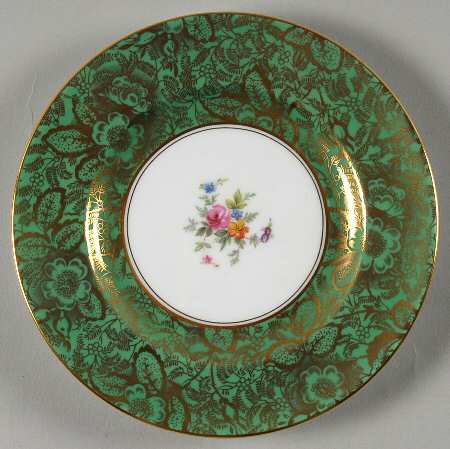 Brocade Green Bread & Butter Plate