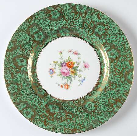 Brocade Green Dinner Plate by Minton