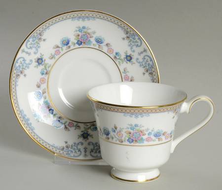Byron (Blue Flowers) Footed Cup & Saucer Set