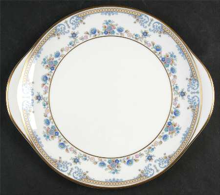 Byron (Blue Flowers) Handled Cake Plate