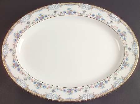 Byron (Blue Flowers) 16" Oval Serving Platter