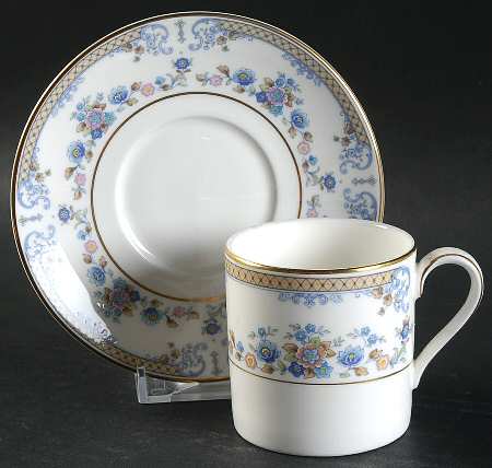 Byron (Blue Flowers) Flat Demitasse Cup & Saucer Set
