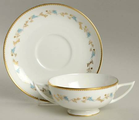 Champagne Footed Cream Soup Bowl & Saucer Set