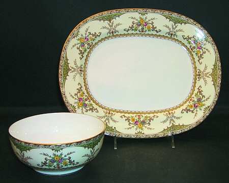 Chatham Green Ivory 10" Oval Serving Platter