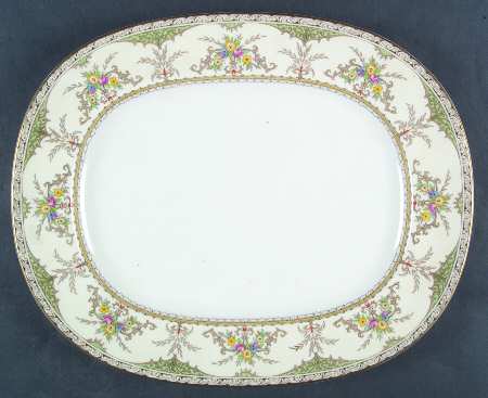 Chatham Green Ivory 16" Oval Serving Platter