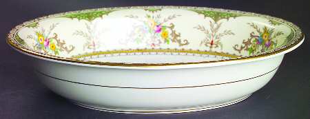 Chatham Green Ivory 10" Oval Vegetable Bowl