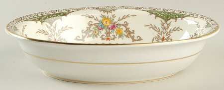 Chatham Green Ivory 9" Oval Vegetable Bowl