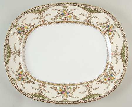Chatham Green Ivory 15" Oval Serving Platter