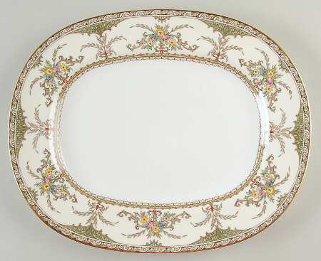 Chatham Green Ivory 13" Oval Serving Platter
