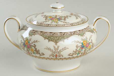 Chatham Green Ivory Sugar Bowl & Lid