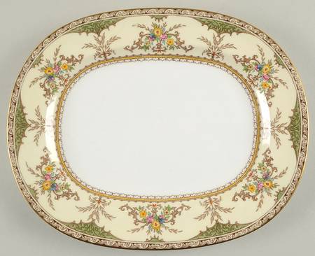Chatham Green Ivory 10" Oval Serving Platter