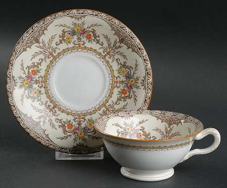 Chatham Brown Ivory Footed Cup & Saucer Set
