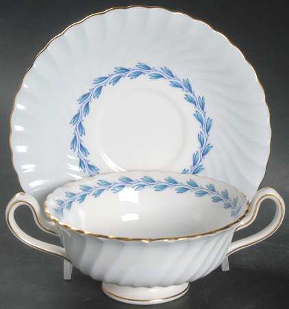 Cheviot Blue Footed Cream Soup Bowl & Saucer Set